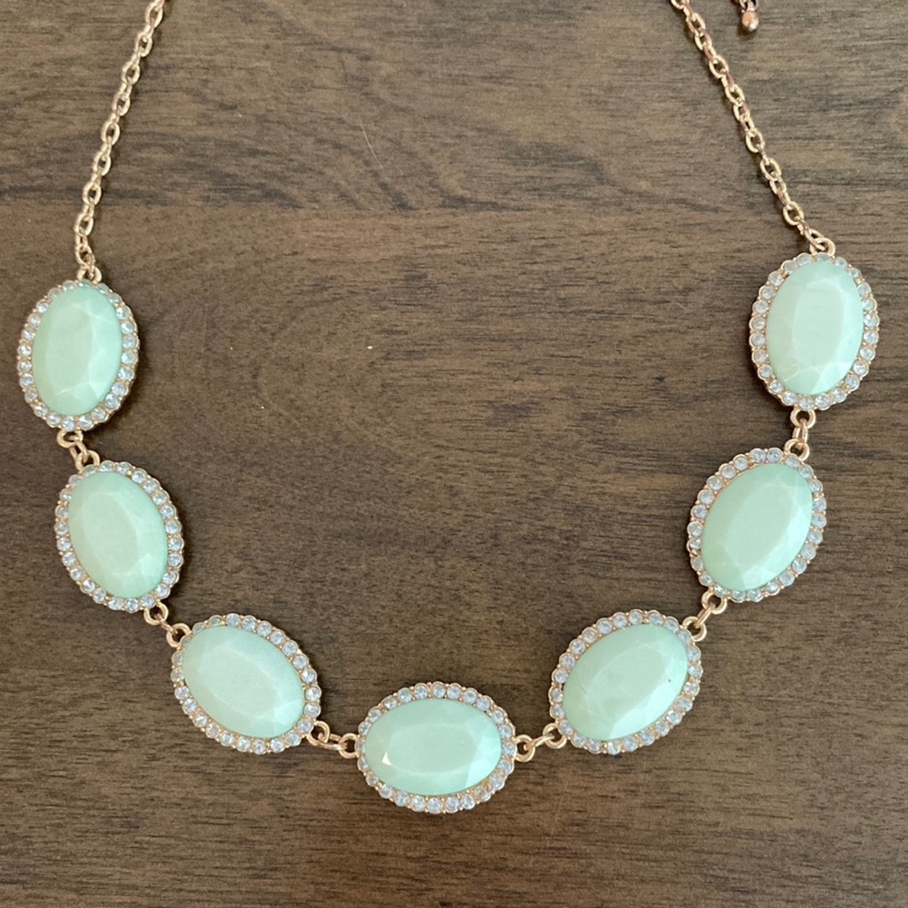 Gold Necklace with Mint Green